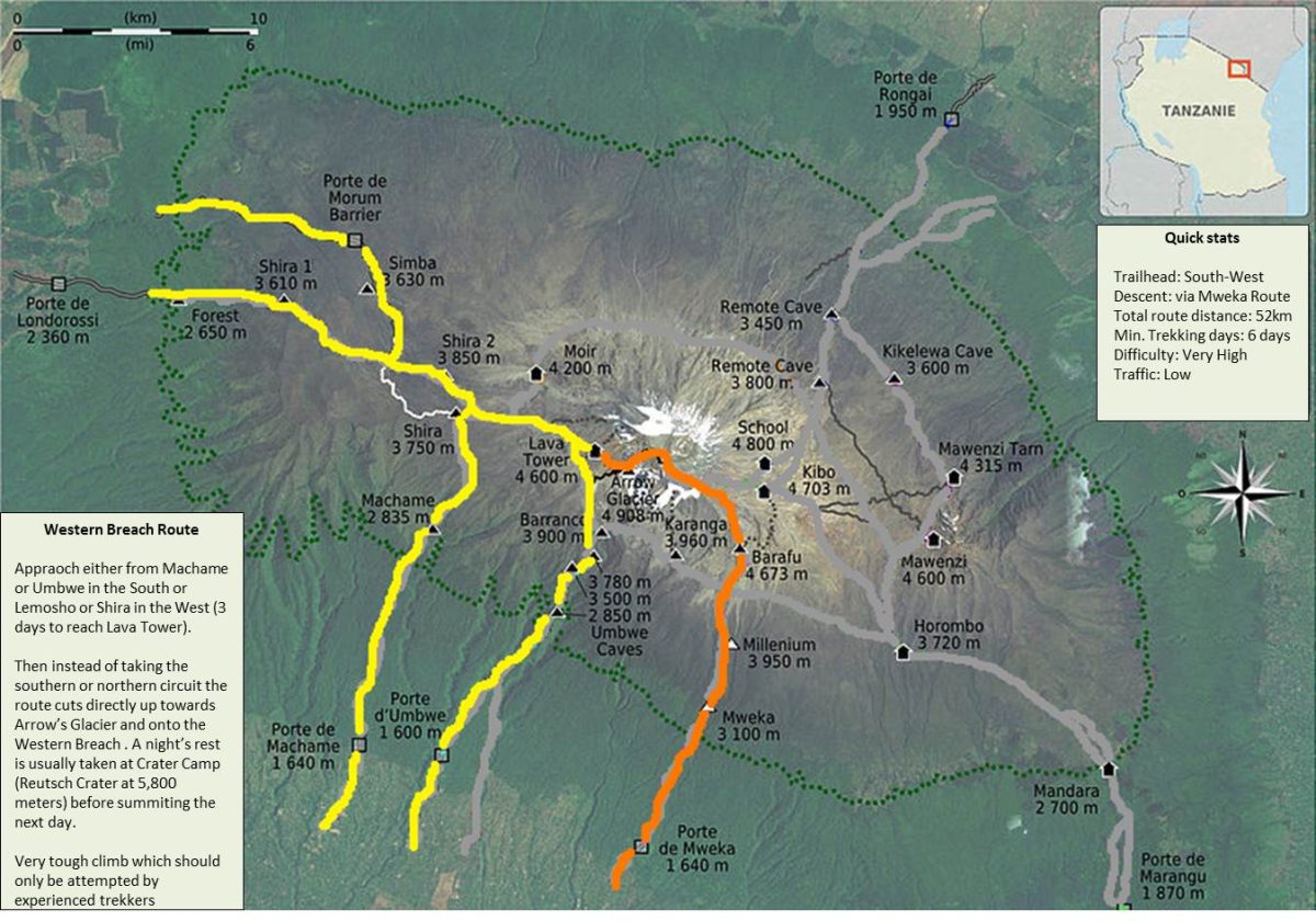 Kilimanjaro Western Breach Route Overview
